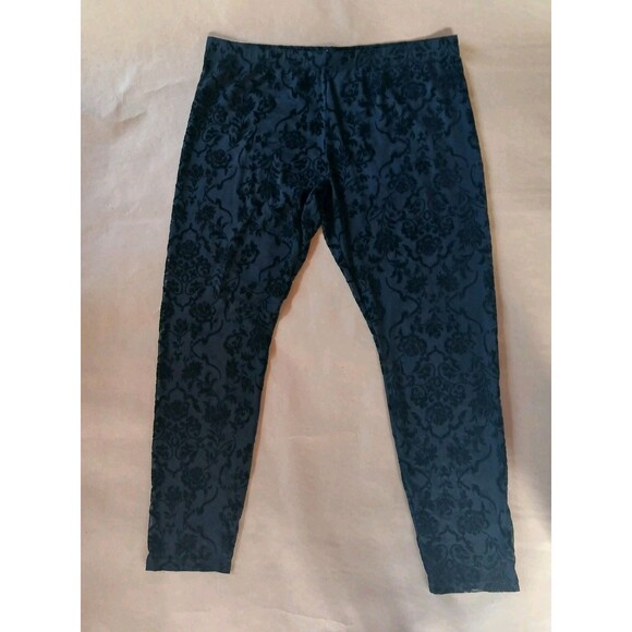 Black Velvet Floral Tights Size 3XL Footless Dark Romance Whimsigoth - Picture 1 of 10